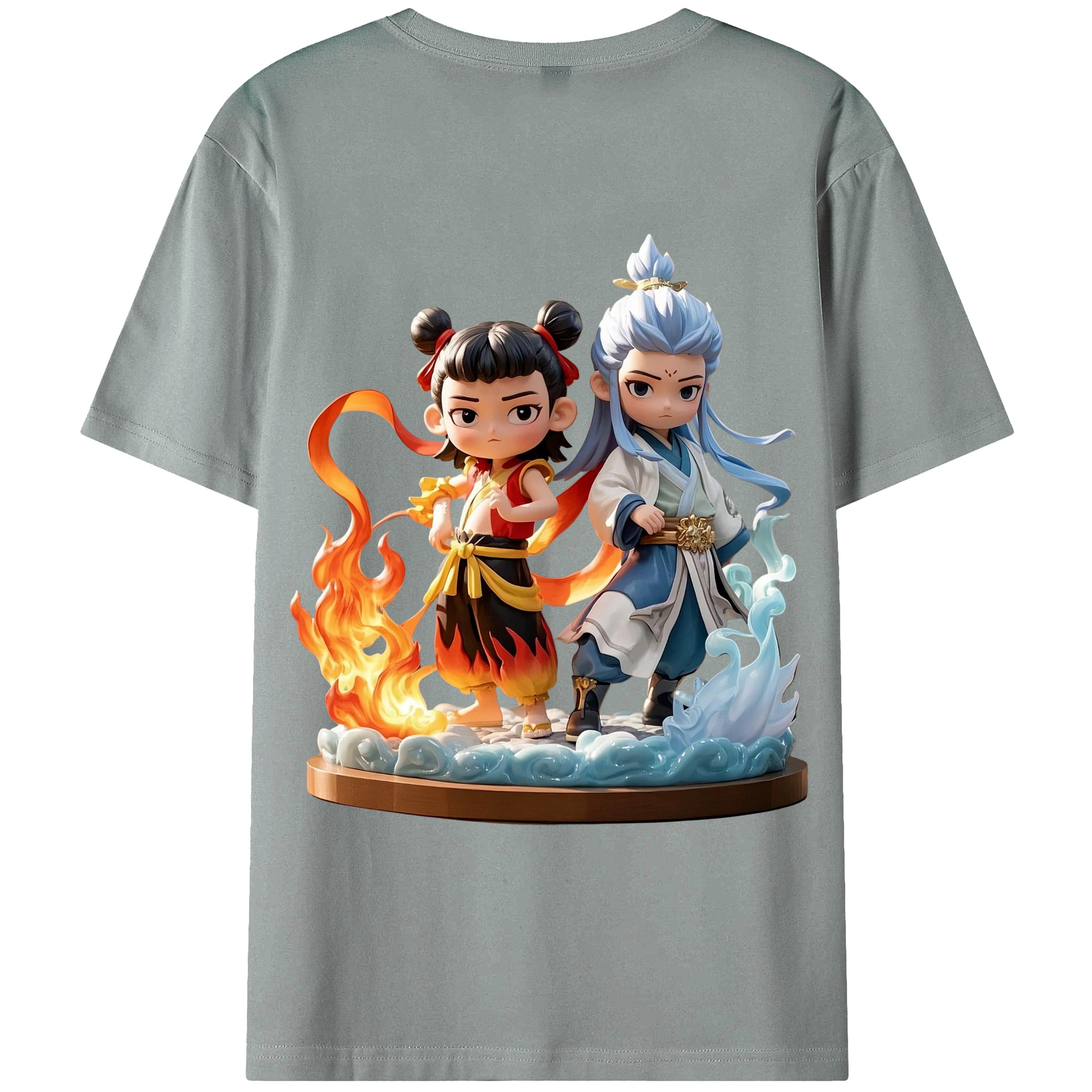 （画像用） Ne Zha 2 ナタ 魔童の大暴れ 綿100％ メンズ半袖Tシャツ（バックプリント） 通気性